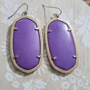 Kendra Scott Neon Purple Danielle Gold Drop Earrings